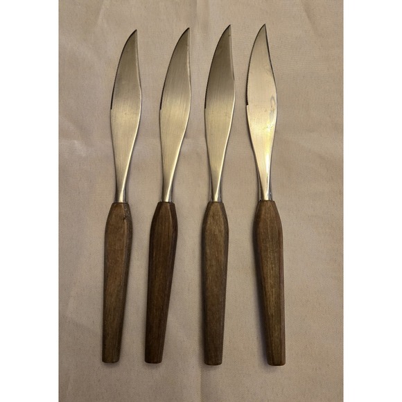 Fleetwood Mac Other - Fleetwood Designs MCM Teak Handles, Stainless Steel Butter Steak Knives Set of 4